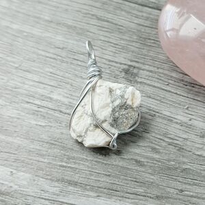 Howlite Gemstone Crystal Pendant Wire Wrapped 1"